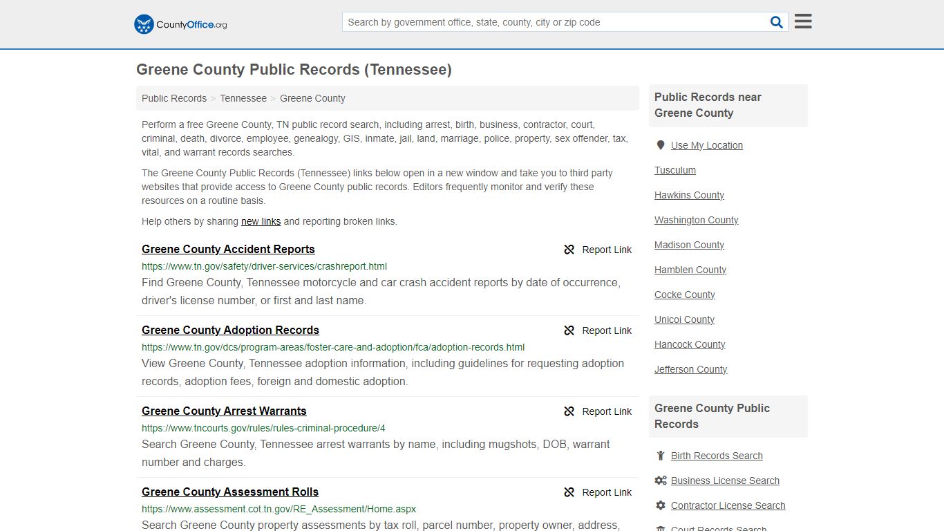 Greene County Public Records (Tennessee) - County Office